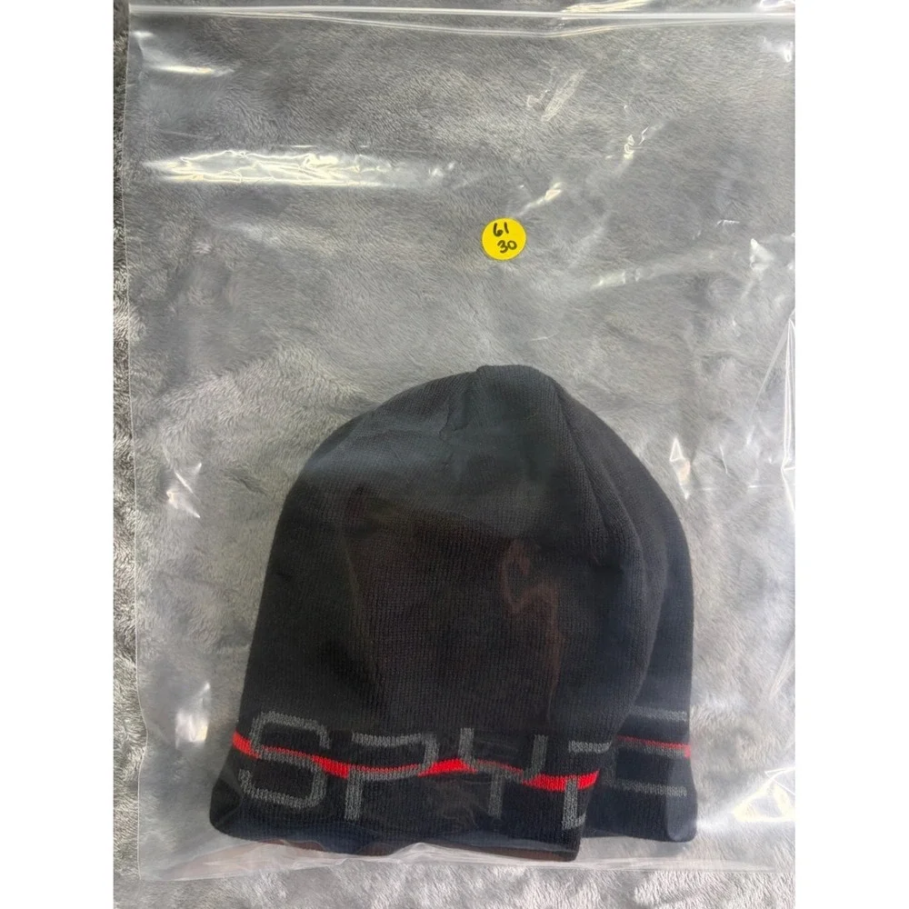 Spyder Boulder CO Logo Beanie Men's One Size Black Hat Winter Red